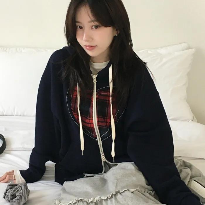 heart patch HD ZIP-UP(NAVY)