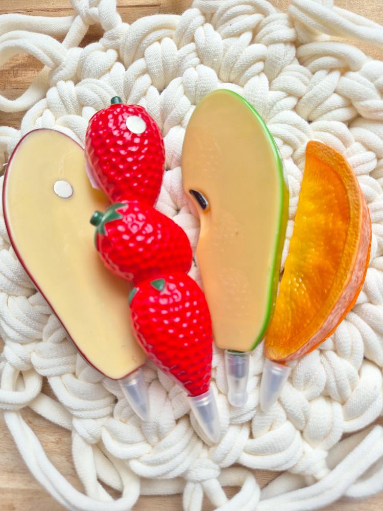 자석이 붙어있는 과일 채소 볼펜 냉장고 자석 볼펜