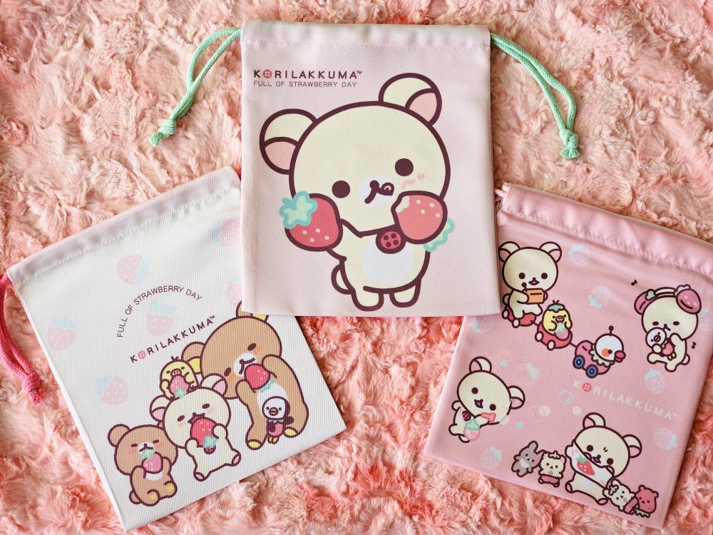 리락쿠마 Full of Strawberry Day 코리락쿠마 파우치 3종 세트