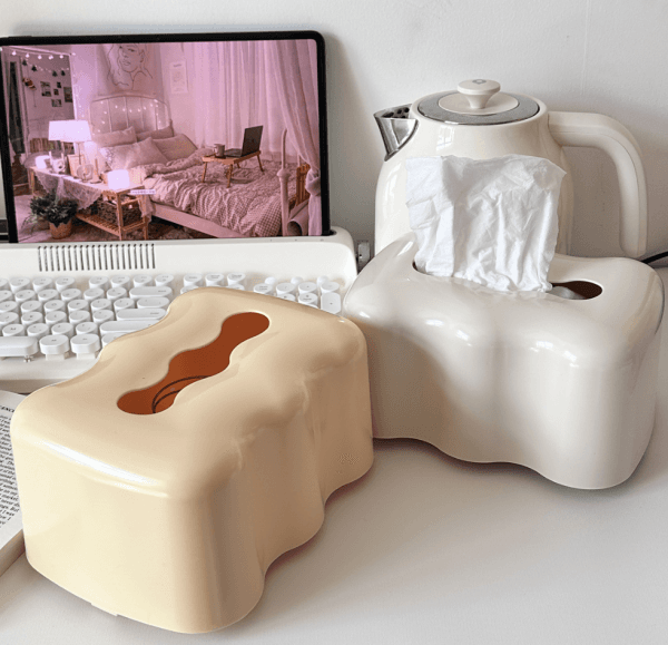 크림 웨이브 프레임 티슈 케이스 휴지 케이스