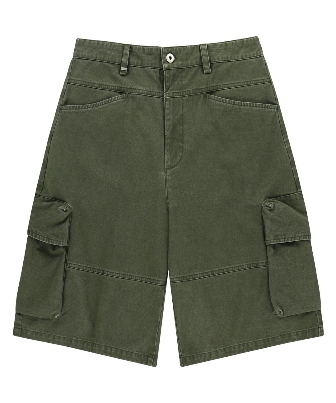 BERMUDA CARGO DYED COTTON SHORTS [KHAKI]