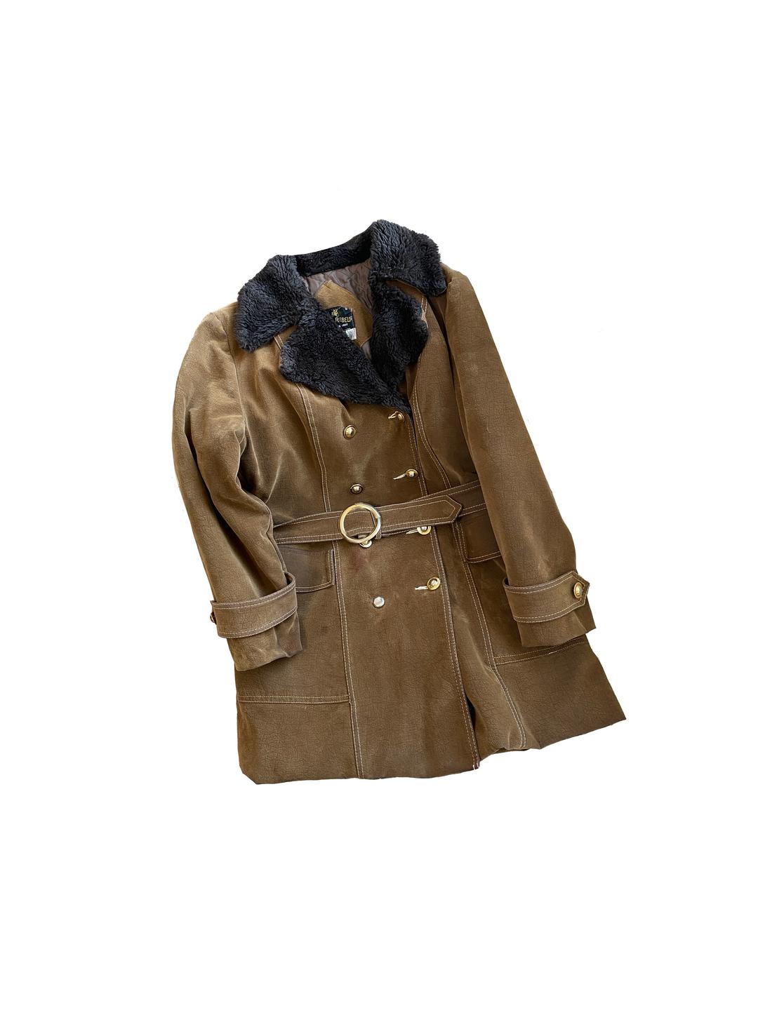 Brown Suede Fur Point Coat