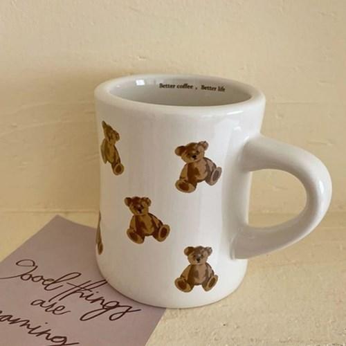 [당일발송] 곰돌이 테디 베어 레터링 뭉뚝 도자기 머그 컵