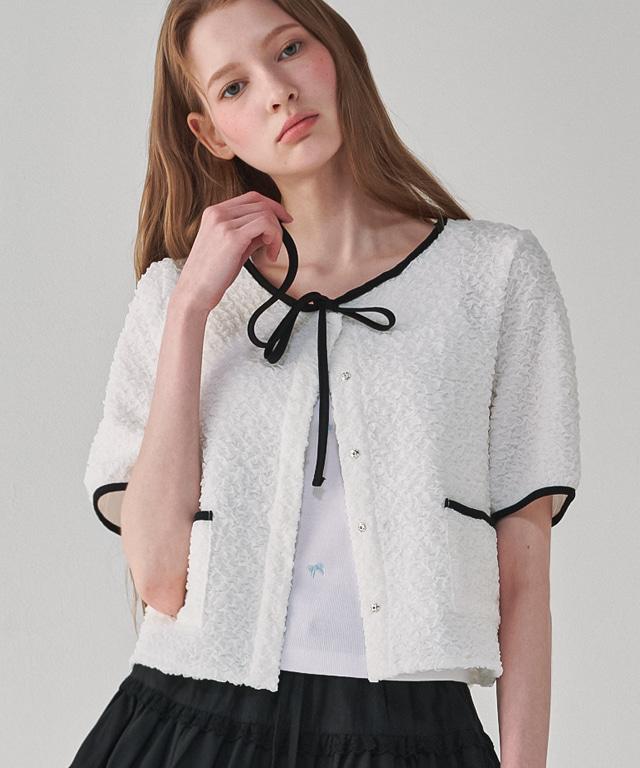 LINE PUFF SHORT BLOUSE WHITE