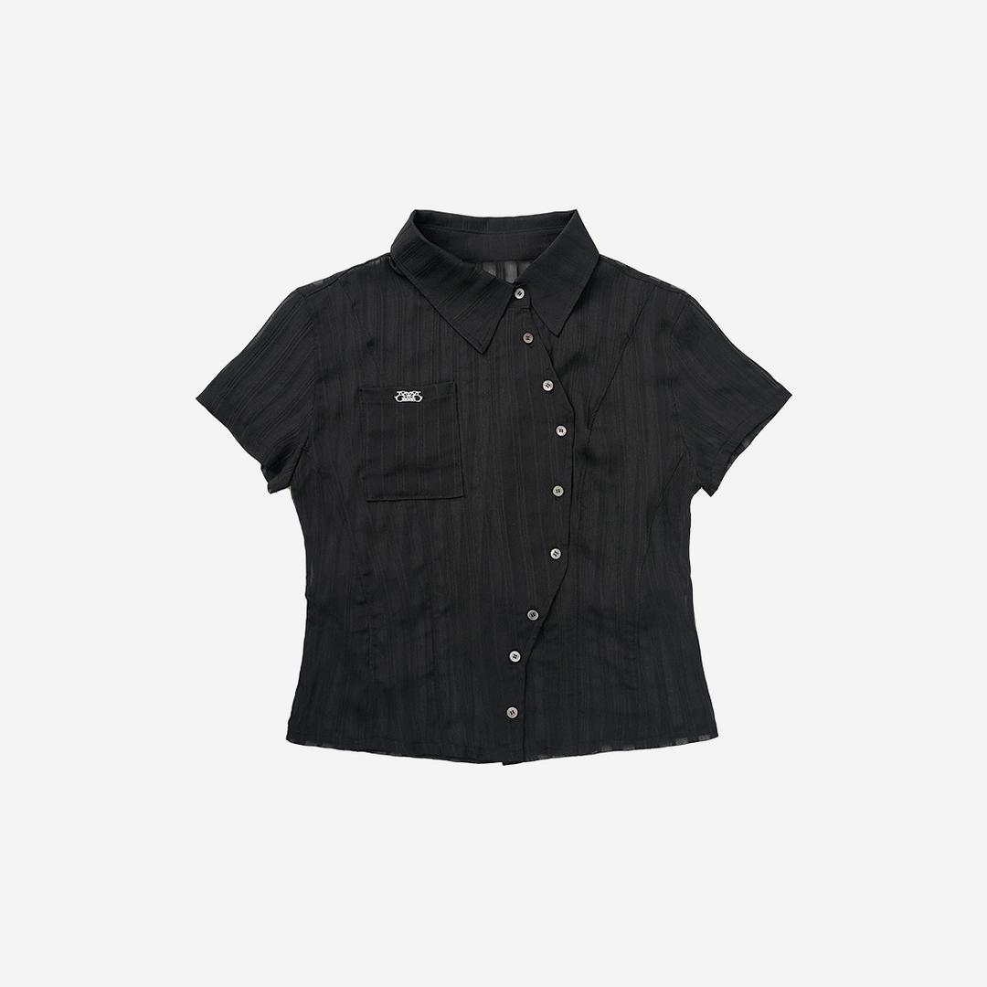 ASYMMETRIC STRIPE SHIRTS [BLACK]