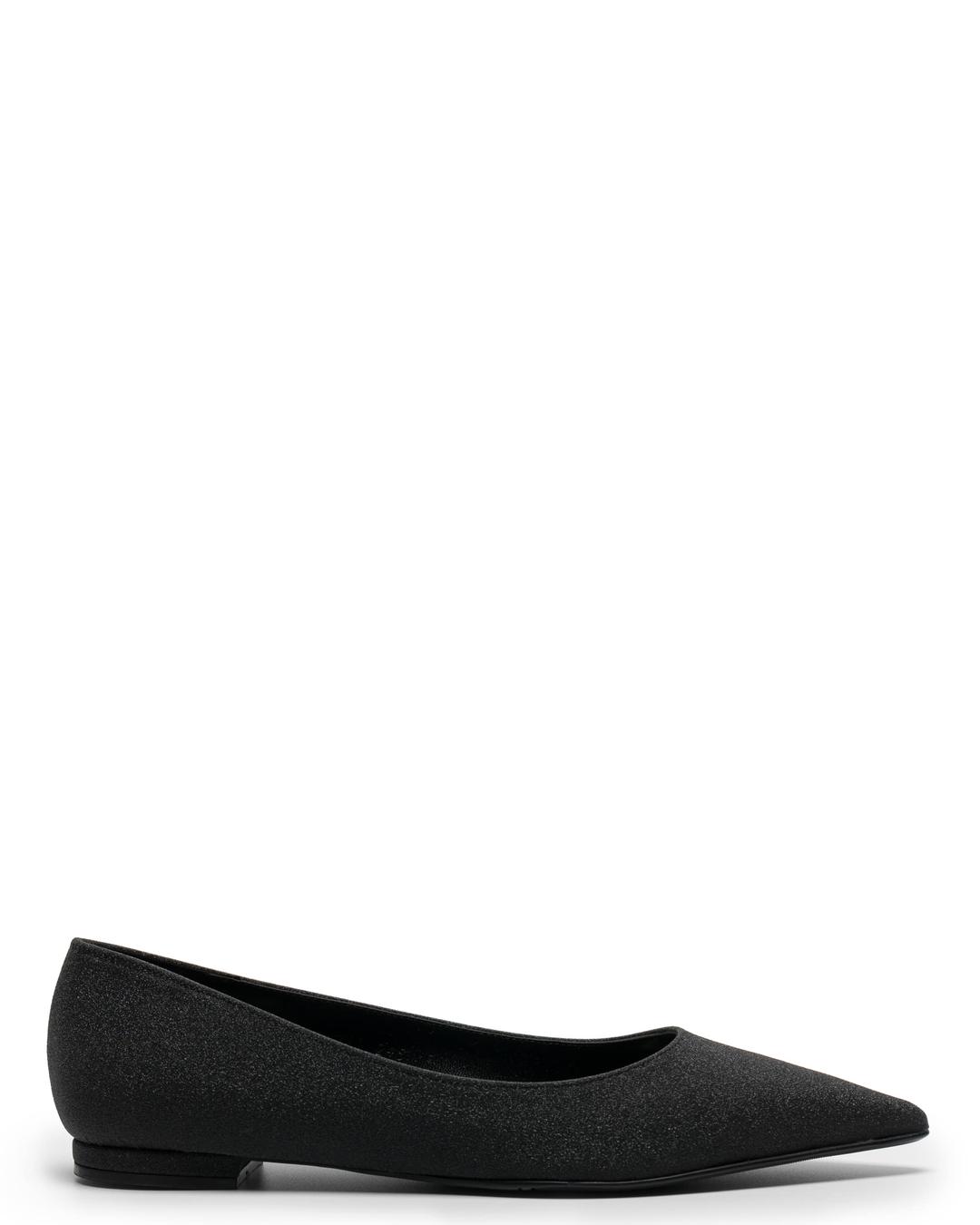 black glitter point-toe flats