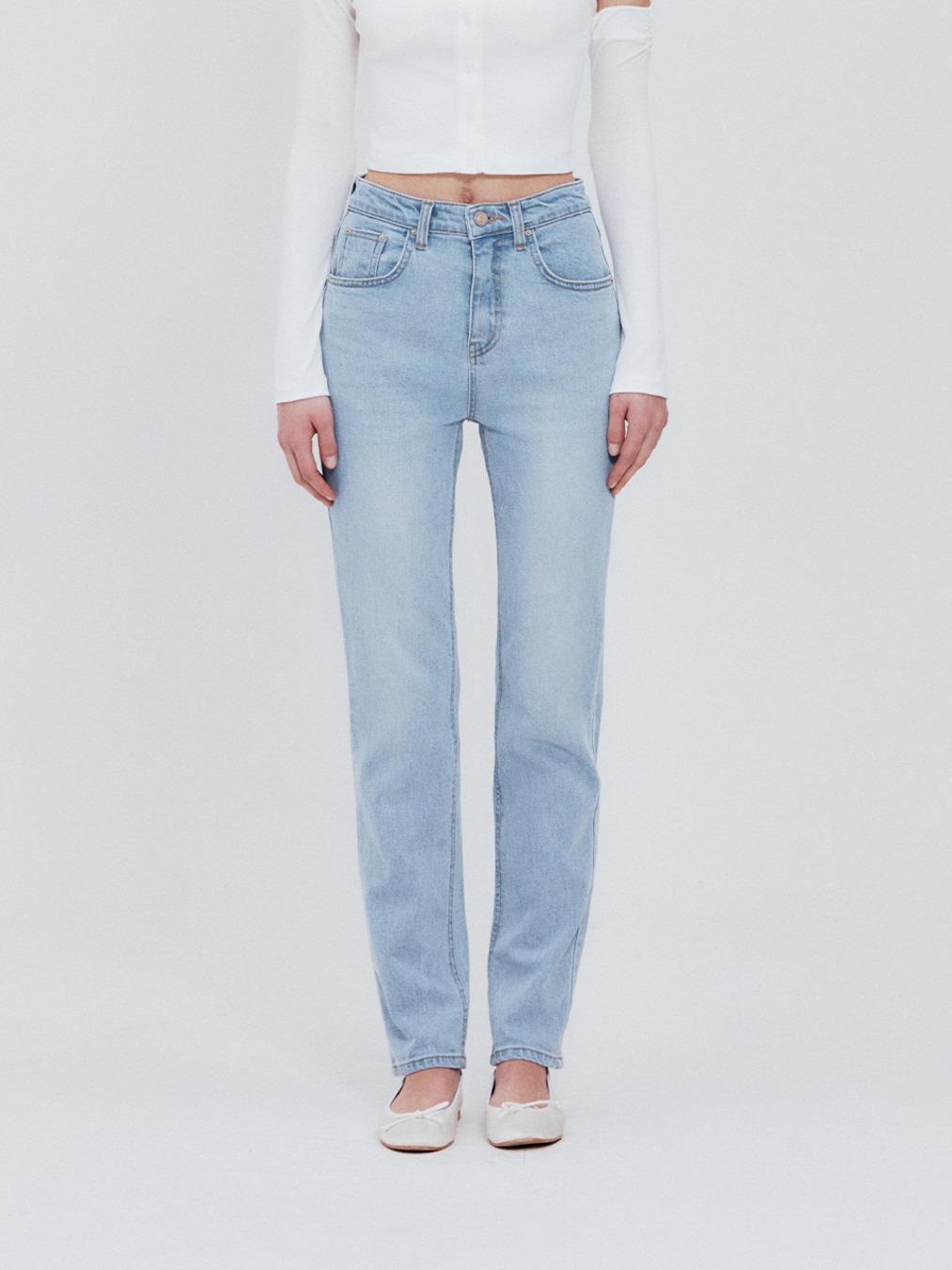 Straight denim pants (Light blue)