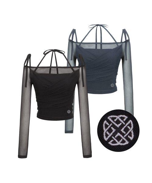 레전더리 듄 오프숄더 메쉬 티셔츠 & 슬리브리스 셋업_(2 Colors)