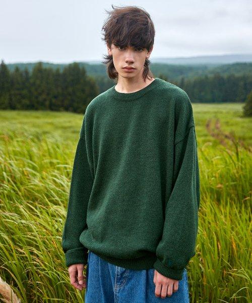 울 자수 라운드 니트 MNT103 [GREEN]