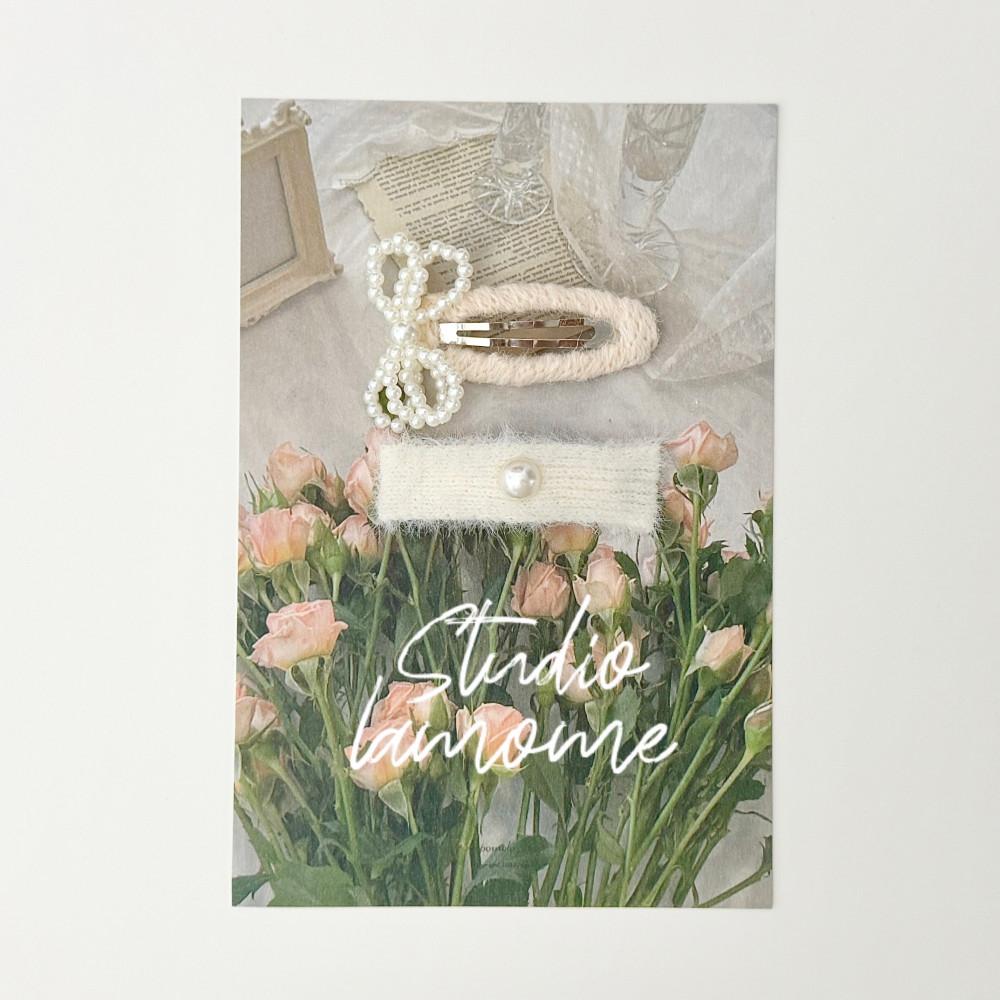 라모메 리본진주 똑딱핀 set