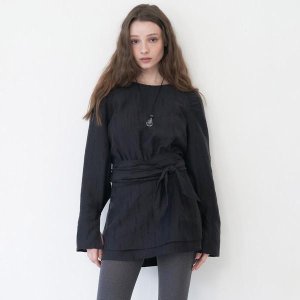 Leaf Scratch Tie Dress (Black)