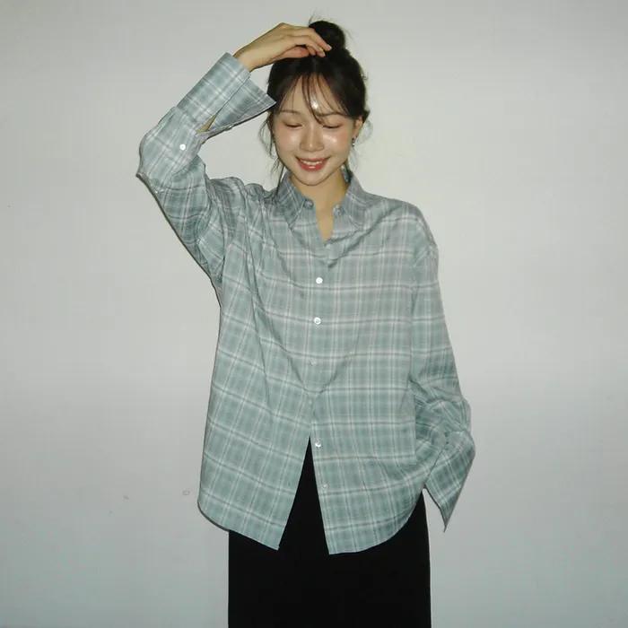 SITP5246 소프트 멀티 체크 셔츠_Pale Mint
