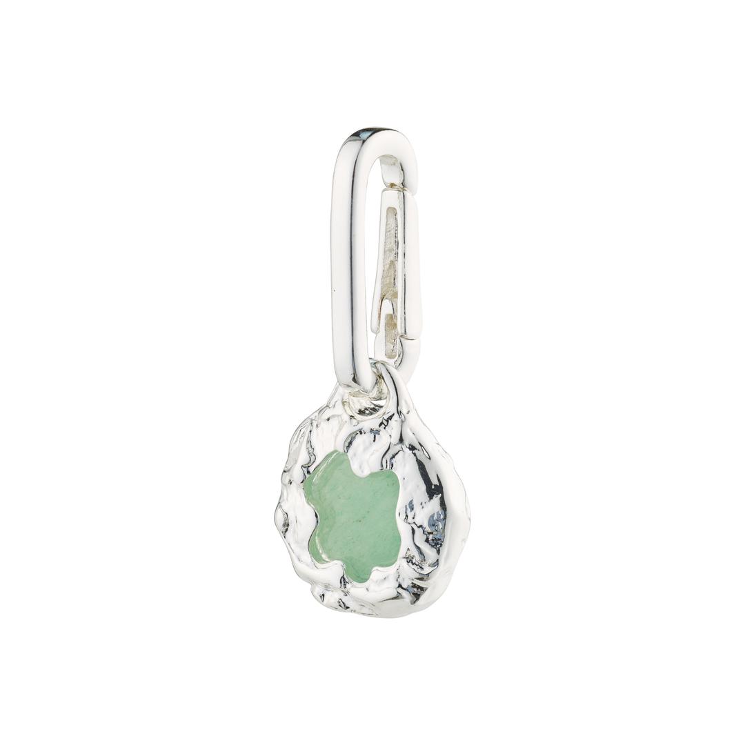 CHARM recycled natural pendant, green/silver-plated