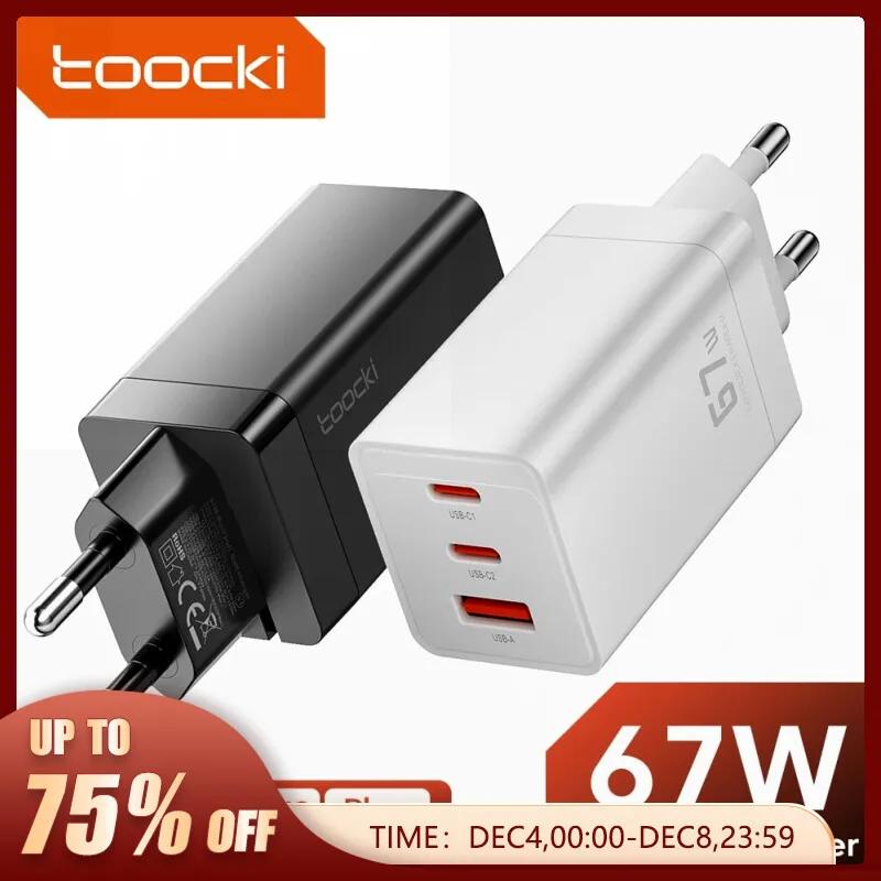 Toocki GaN USB C 타입 고속 충전기, 아이폰 15, 14, 13, 12 프로, 맥북용, 65W, QC4.0, PD 3.0, 45W, 67W