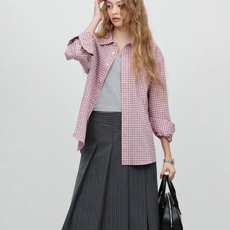UNISEX OVERSIZED CHECKED SHIRT PINK CHECK_UDSH5A105P2