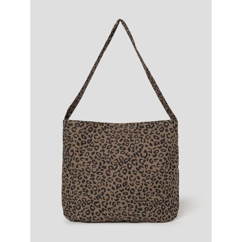 코튼 에니멀 프린트 숄더백  브라운