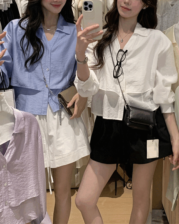 [🍋레이어드 포인트/세련무드🍋] 백 스트랩 캐주얼 셔츠 블라우스