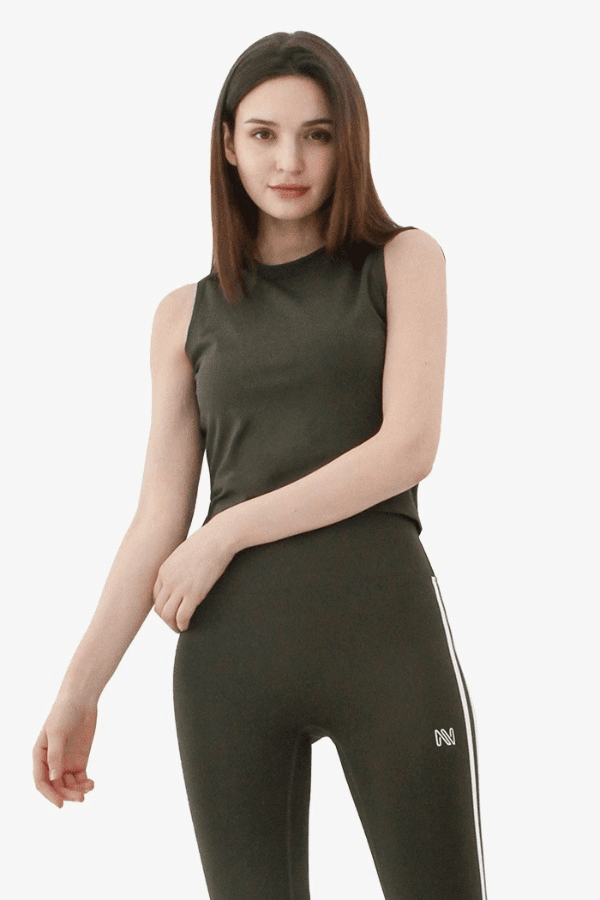 녹족 하이게이지 크롭나시 카키