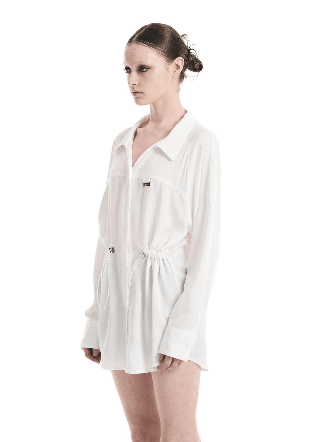 OPEN COLLAR STRING SHIRT , IVORY