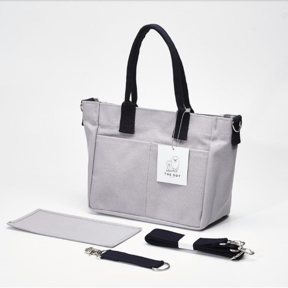 산책가방 수납의 끝판왕 데일리 캔버스백 강아지 기저귀 텀블러 포켓백 가방처짐방지 더소이