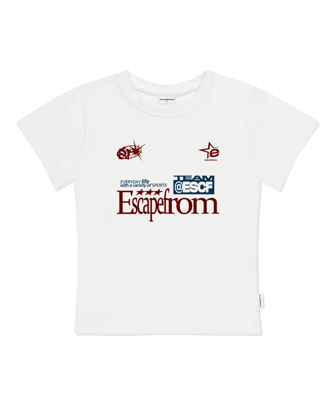 ESCF 스포츠 프린트 슬림핏 반팔티 아이보리