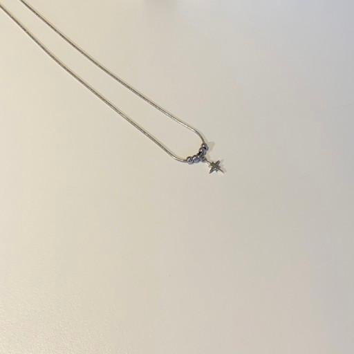 스파크 심플 스네이크 별 트윙클 써지컬 실버 목걸이