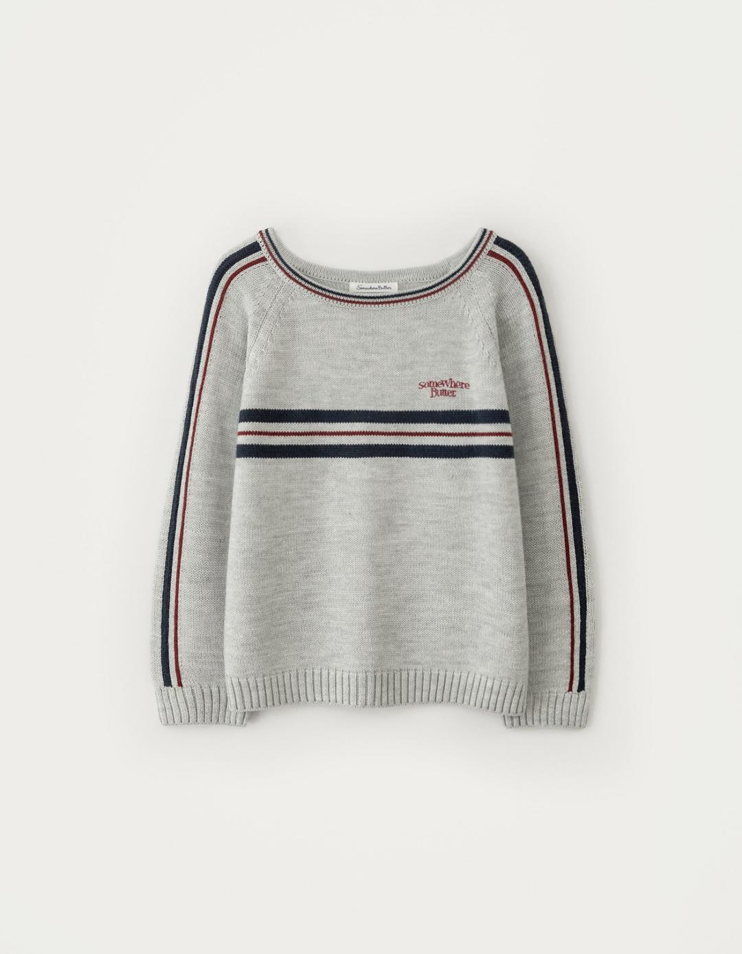 2.13 출고 Line Small Logo Stripe Knit - Light Grey