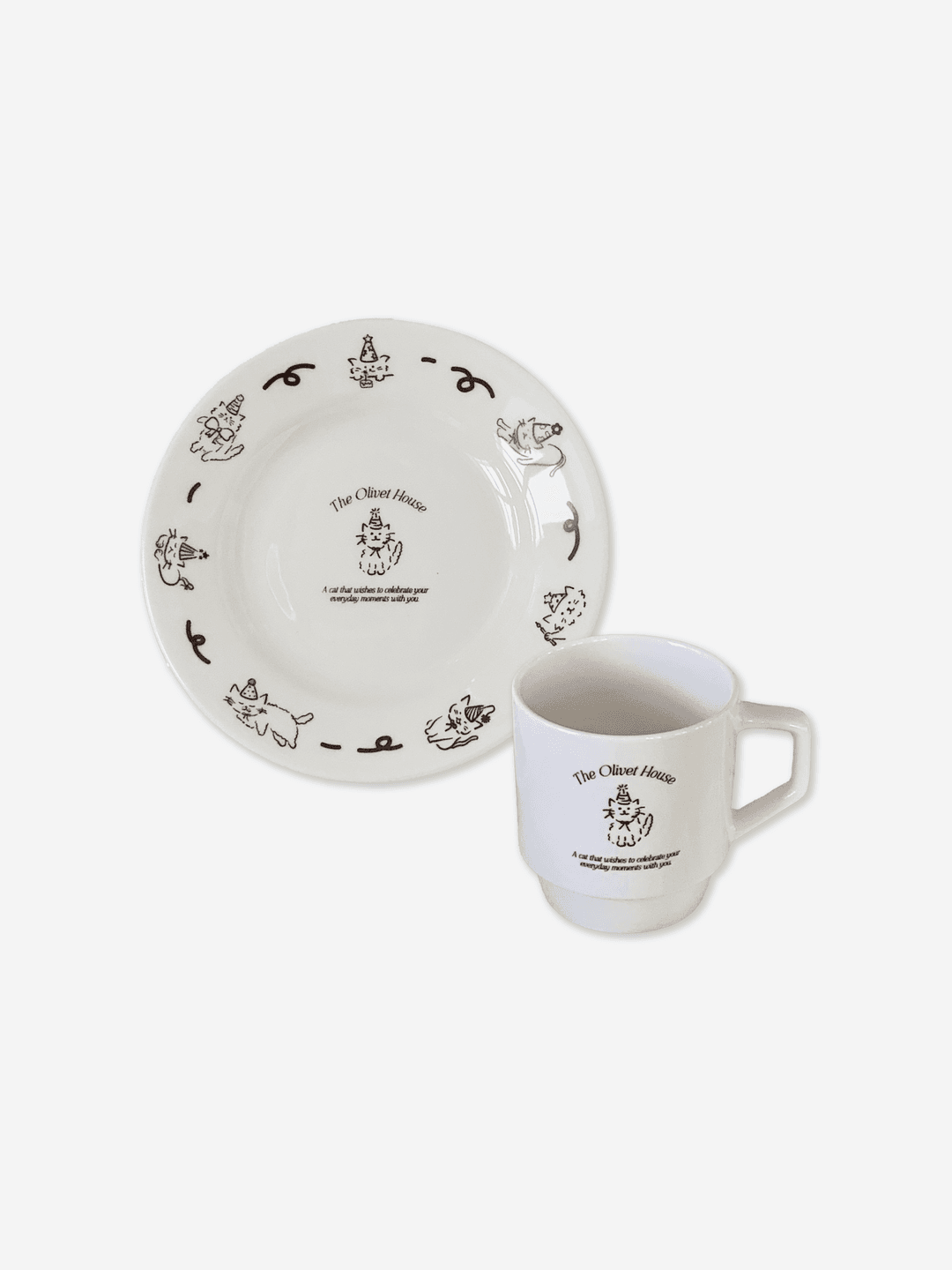 Daily cat mug cup & drawing plate
