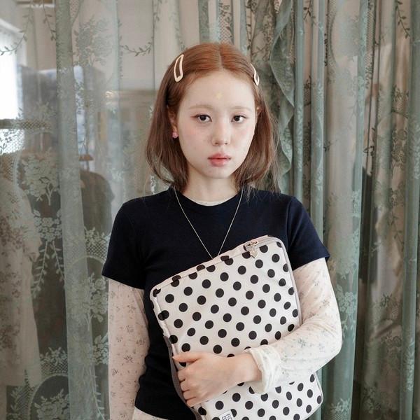 Dotty ivory laptop pouch _ 2 sizes