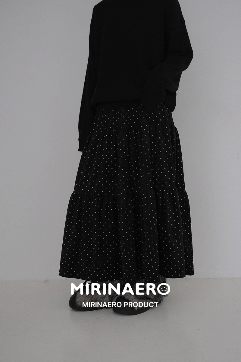데미트 도트 벨벳 롱스커트