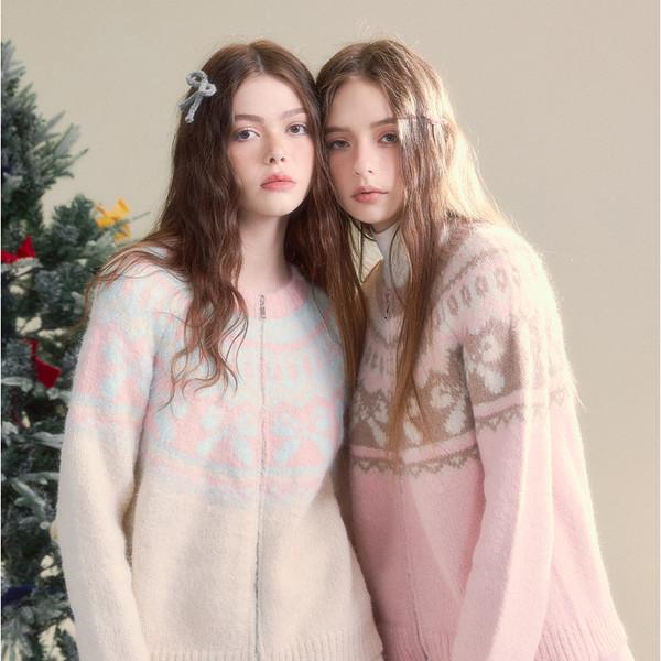 Fairy Ribbon Knit Zip-up