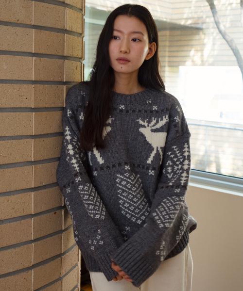 스노우 코위찬 스웨터 - 그레이