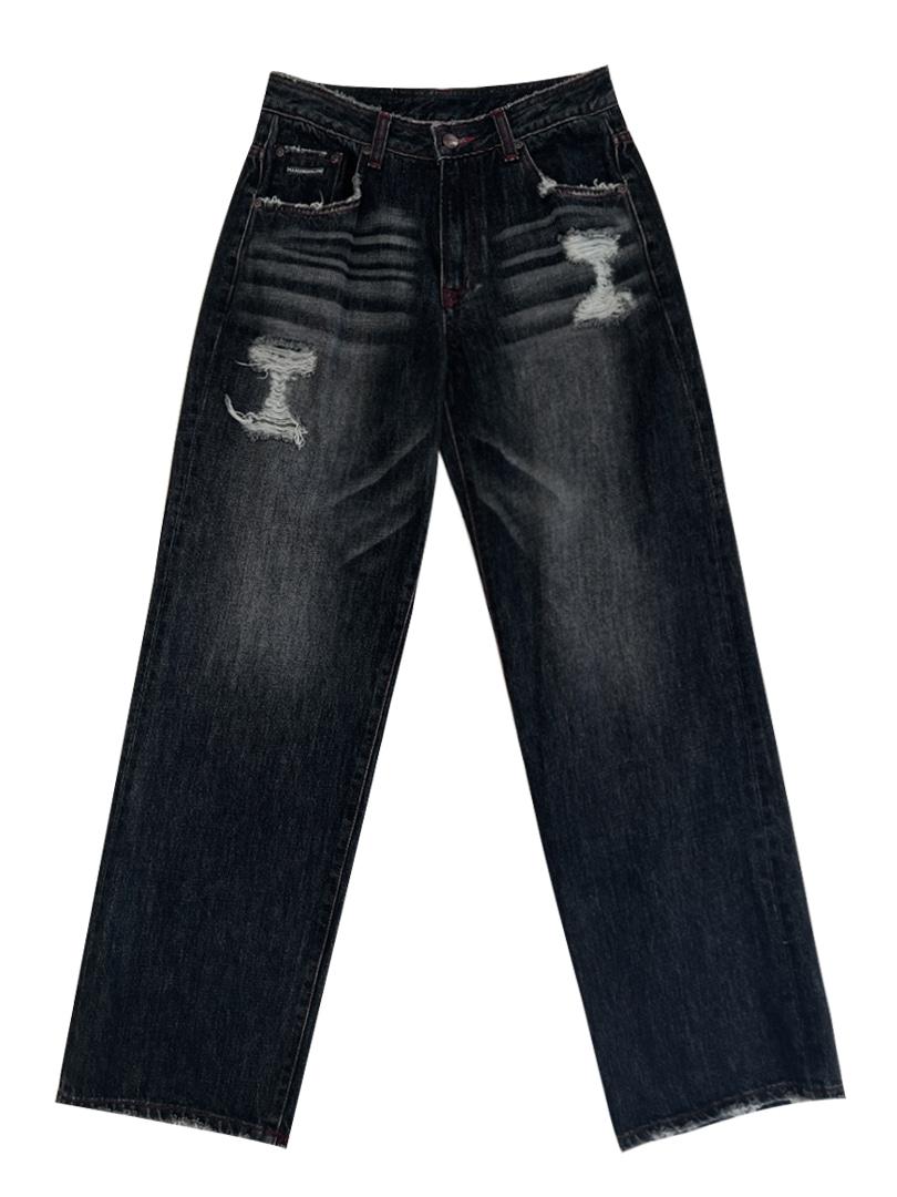 PNF 921 Washing Damaged Wide Denim