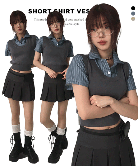 [긱시크🖤] 반팔 셔츠 베스트 세트 - 3color