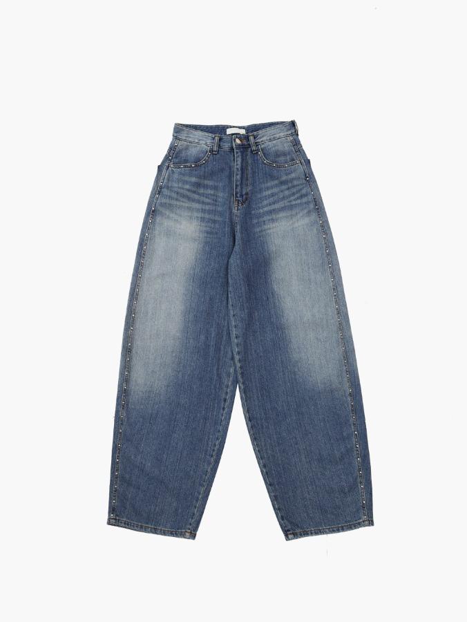 stud balloon fit denim