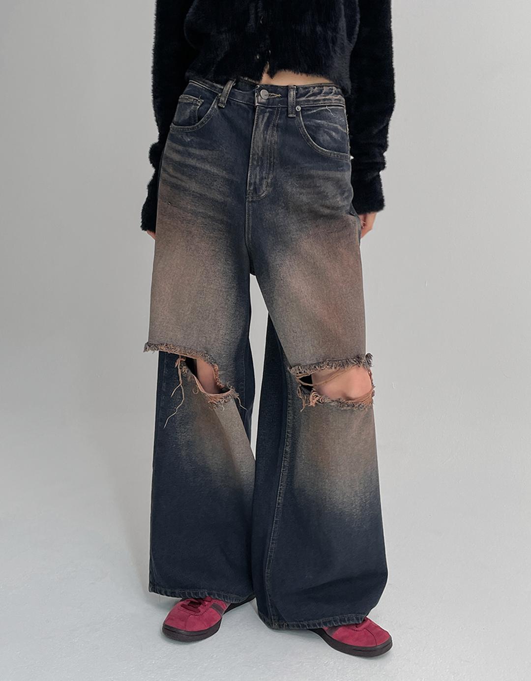 툰키 데미지 워싱 데님팬츠