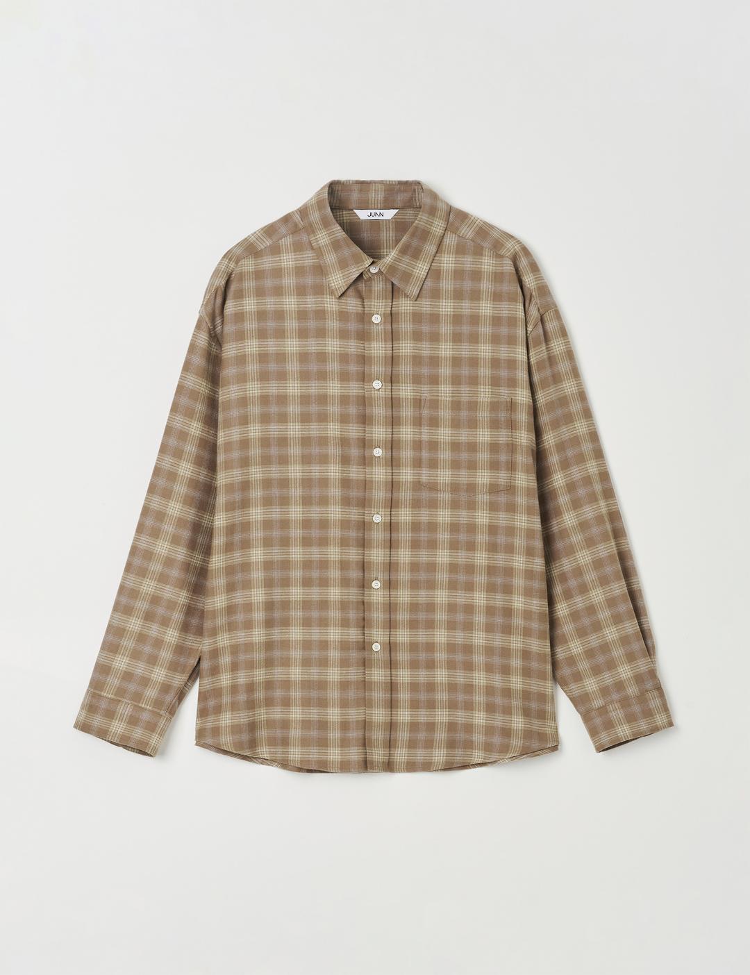루즈드 체크 셔츠 (베이지)