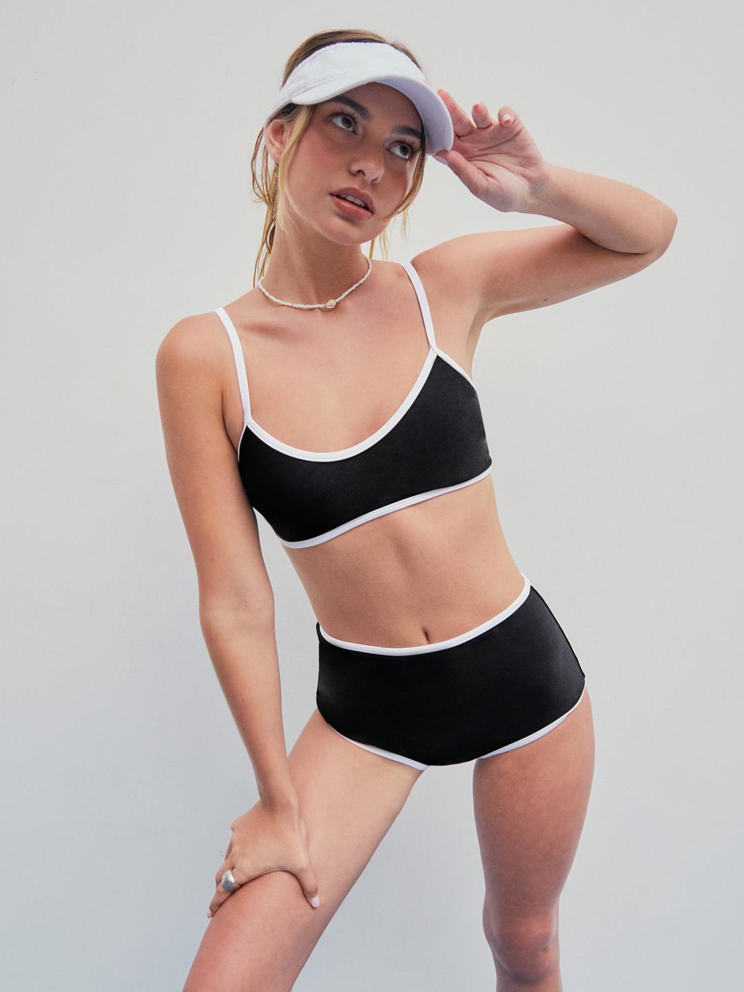 스쿠프 네크라인/U-네크라인 팔찌 풀커버 비키니 세트