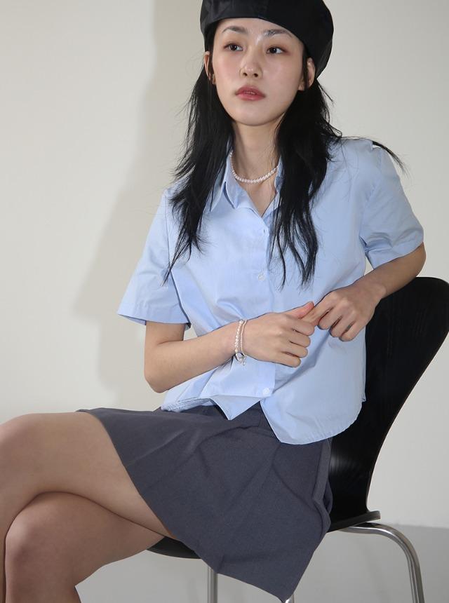 스푼 크롭 반팔 셔츠