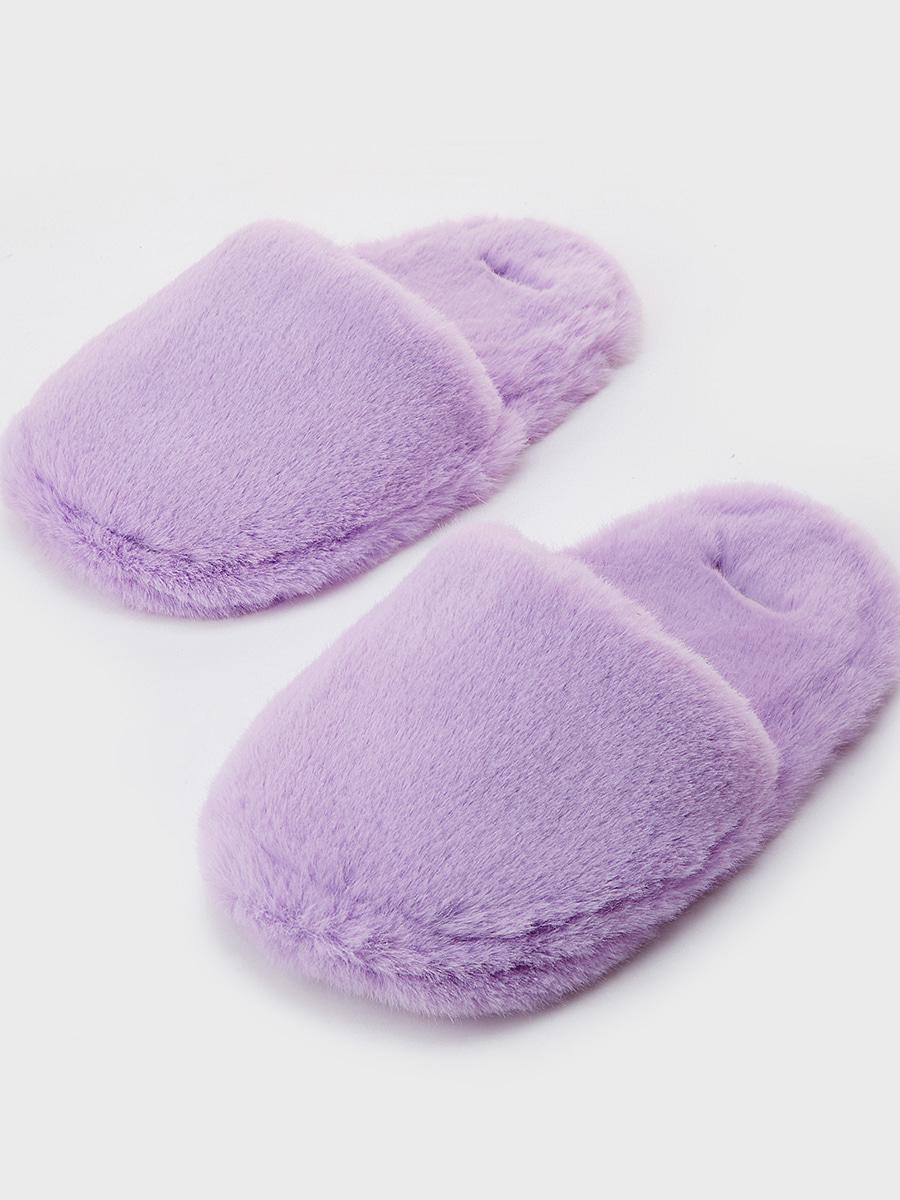ROUND WINTER ECOFUR SLIPPER [PURPLE]