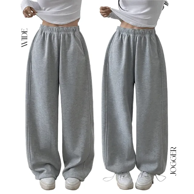 [3기장/2사이즈/보온성UP!] 융기모 스트링 힙 트레이닝 밴딩와이드팬츠 2color