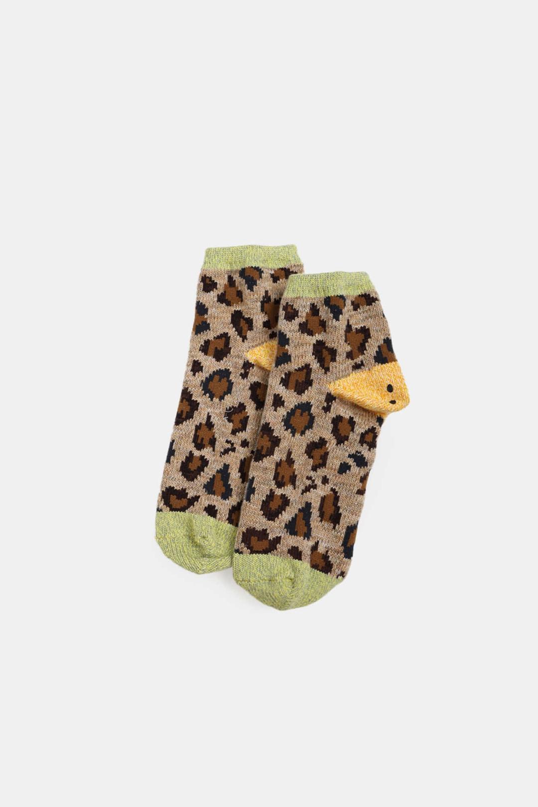 (25SS) 84 YARNS RAINBOWY HAPPY HEEL LEOPARD ANKLE SOCKS LIME