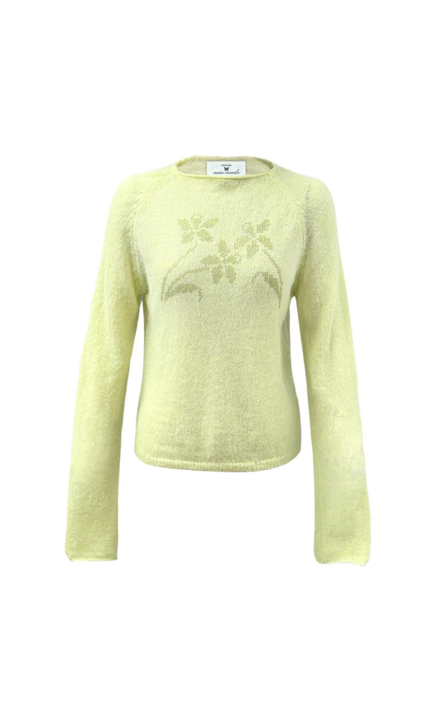 Narcisuss printing knit (yellow green)