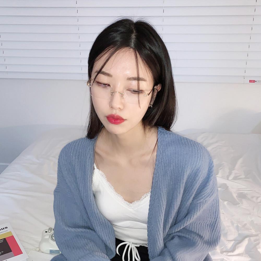 여자 남자 패션 골드 안경테 스퀘어 투명 무테 안경
