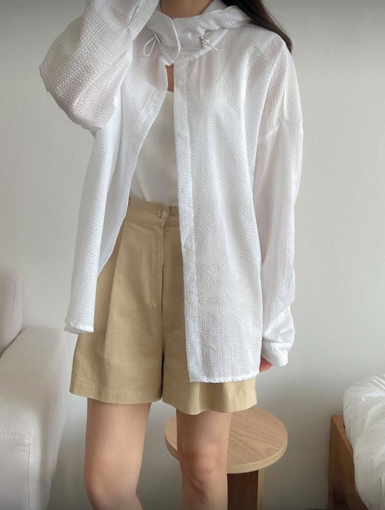 화이트밀 시어서커셔츠 여름긴팔 우비 후드