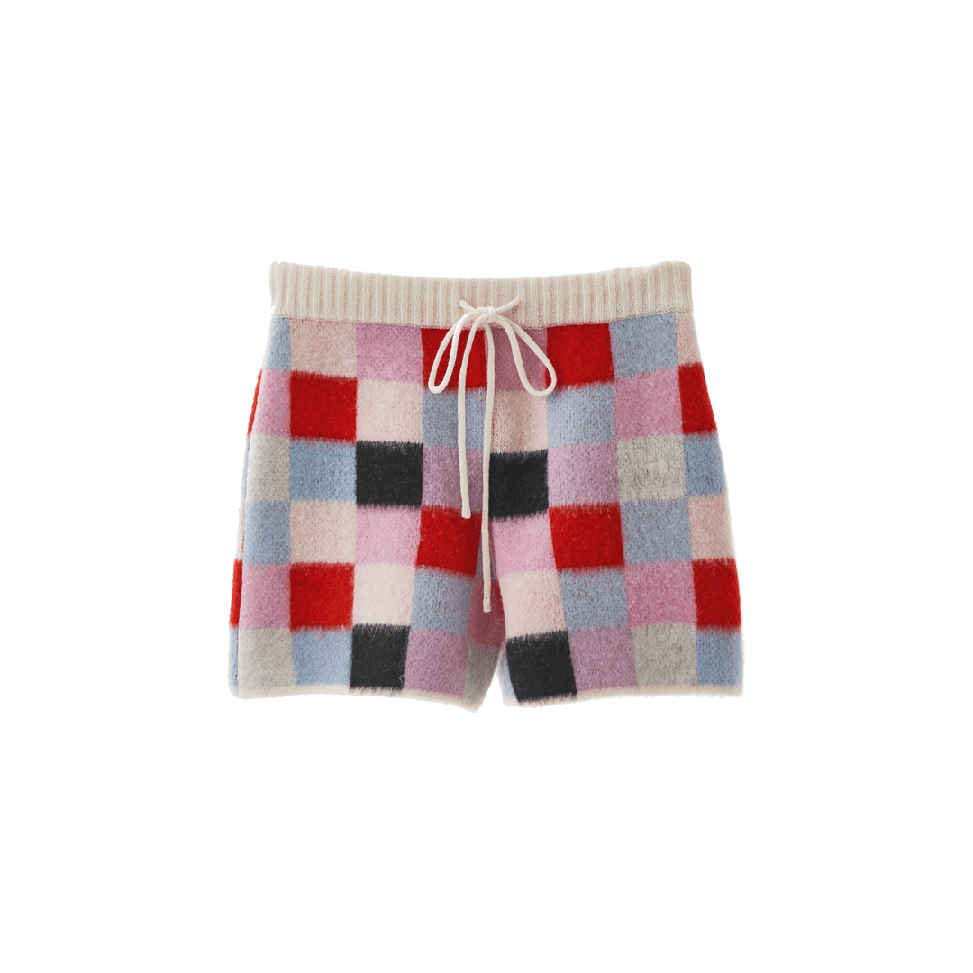 Multi Color Block Wool Shorts