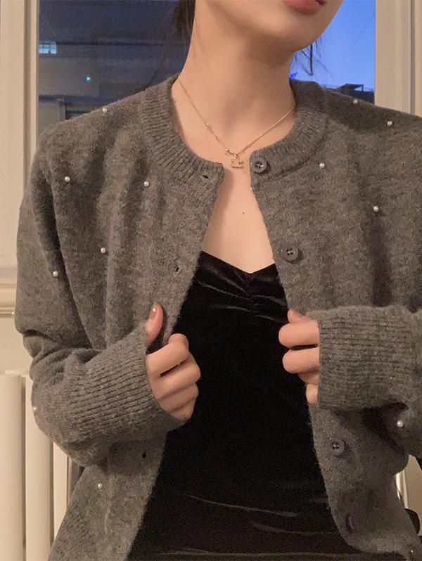 슬로우앤드 [✨특별한날] 썸모어 진주 가디건 - 2 color