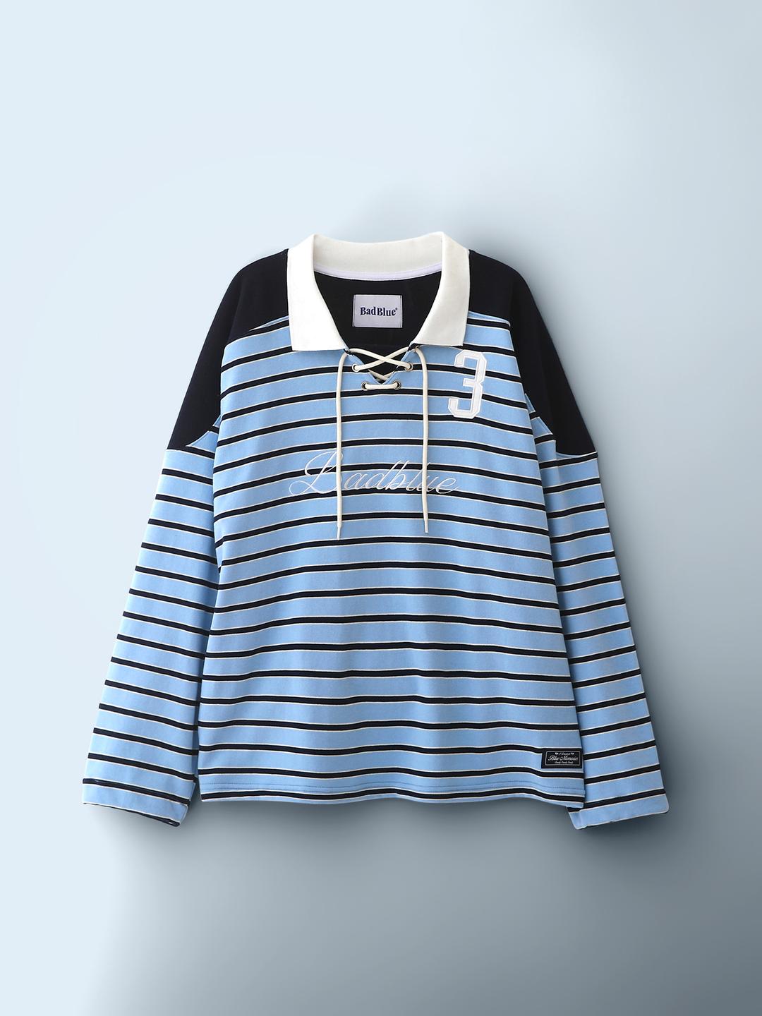 Stripe Polo Hockey Jersey Blue