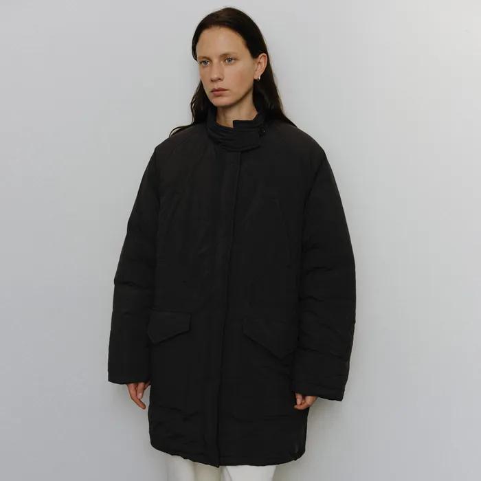 [예약발송] Casual half padded jumper_Black