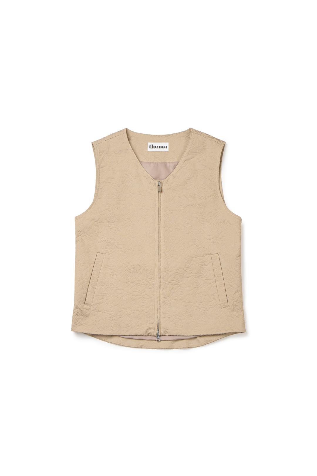 FLOWER JACQUARD BELTED VEST_BEIGE [WOMEN]